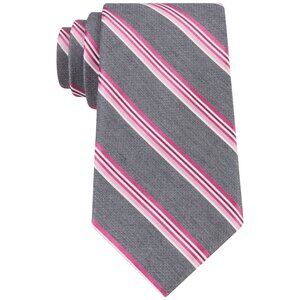 MICHAEL KORS Gray Pink Multi Rib Satin Stripe Silk Blend Classic Tie